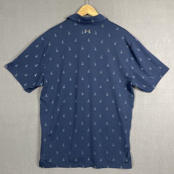 UNDER ARMOUR The Playoff Polo Men L Blue Golf Performance Stretch Sail - Picture 4 of 10